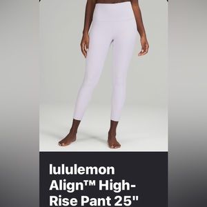 Lululemon Align High-Rise Pant 25” Size 2 Color Lilac Smoke